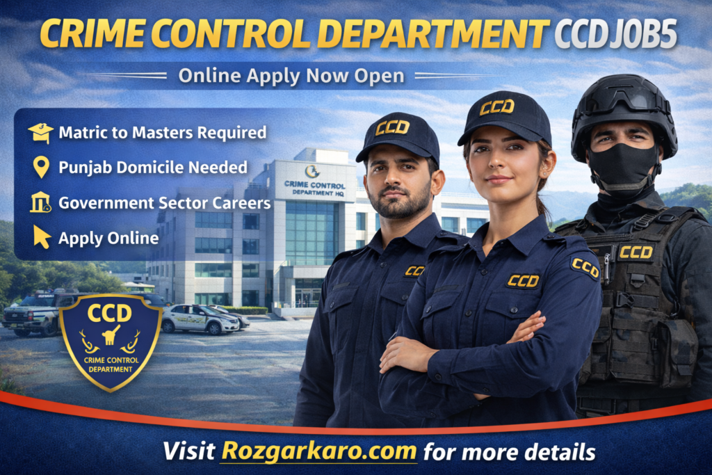 Crime Control Department CCD Jobs 2026 – Register for Punjab Police Jobs Through the Portal-Online Apply